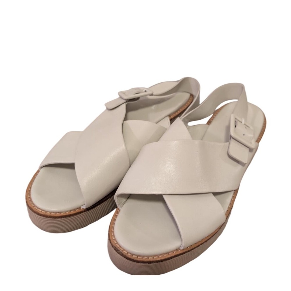 Vince Leather Crisscross Platform Sandals White US 10 EUR 40